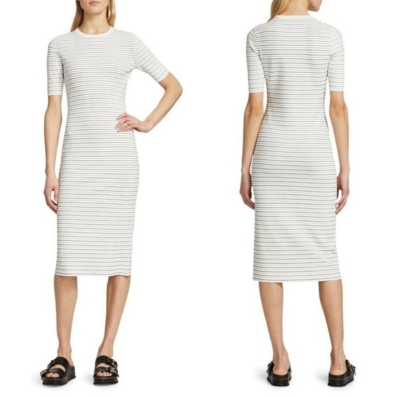 Theory Delissa B Prosecco Striped Midi Slim Dress - Picture 1 of 7